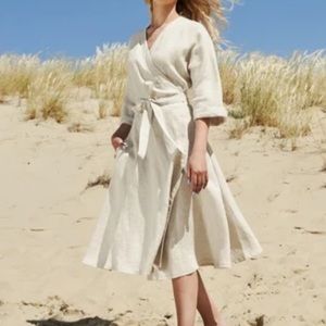 linen handmade studio wrap dress